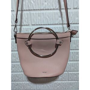 BCBG Women's Pink Solid Chrome Bangle Handles & Shoulder Strap Bag